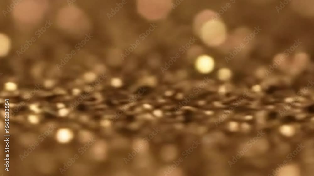 Abstract golden glitter particles shimmering with bokeh effect for festive backgrounds