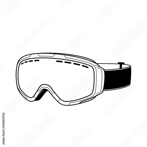 Illustration of ski goggles with mountain reflection in the lens