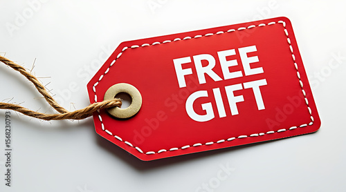 Enticing Free Gift Tag on Clean White Backdrop Offers Special Promotion and Bonus Item with Purchase for Retail Sales Boost