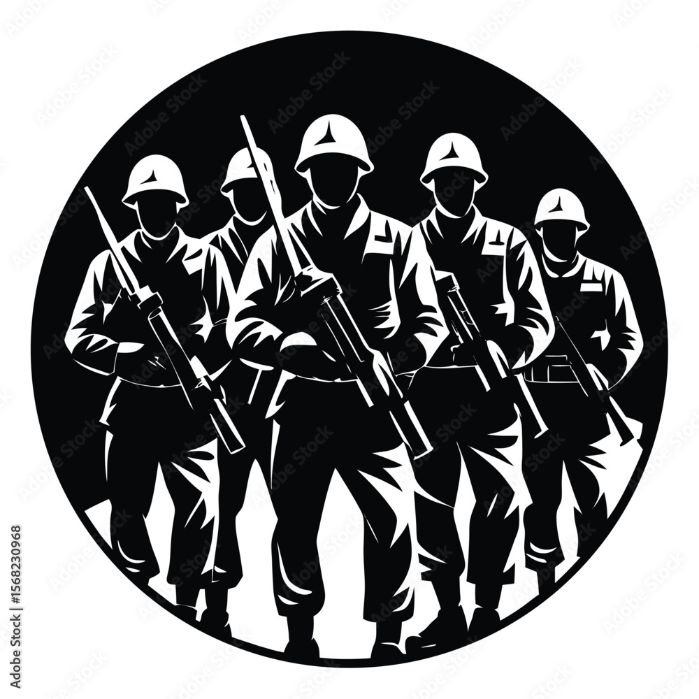 Naklejka premium Soldiers Icon single vector shilhouette 
