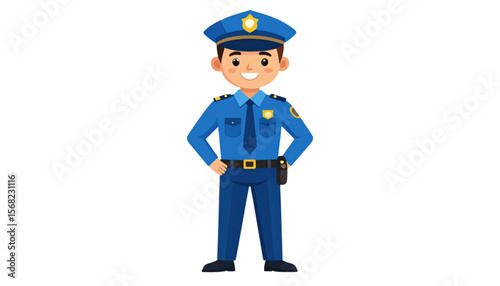 Friendly Cartoon Police Officer Illustration