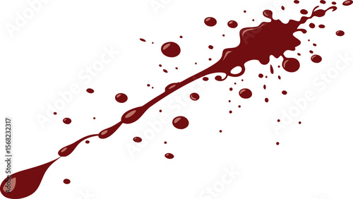 Dark red liquid splatter with droplets and splashes blood splatter