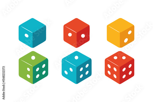 set of Dice icon silhouette vector illustration