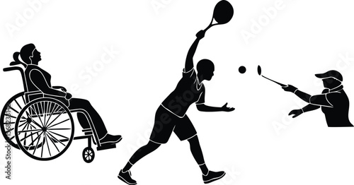 People playing tennis wheelchair user sport recreation