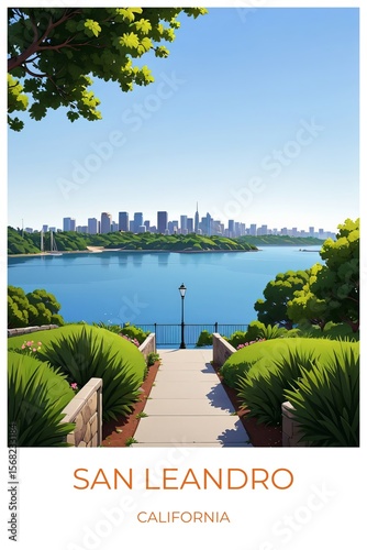 San leandro California United states Travel Poster Illustration Print Decor Gift Canvas Wall Art Gift