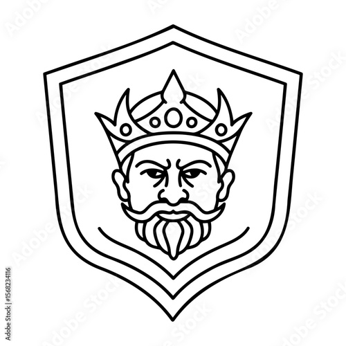 Illustration of Tipu Sultan’s emblem featuring a king’s face with a crown inside a shield