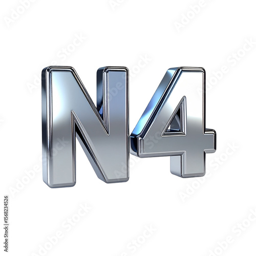 Metallic silver number n 4 design element