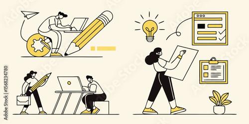 Creative People Working on Different Tasks