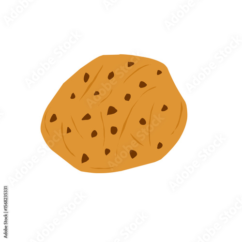 Cookies illustration with chocolate. Crispy cookies food illustration. Flat design cookies with crumbs. Sweet cookies illustration. Sweet food illustration 