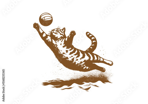 Animals Surfing Engraved Hand Drawn Natural Illustration Vector Isolated by AZ for Books, Arts, Design and Decoration Graphic Asset