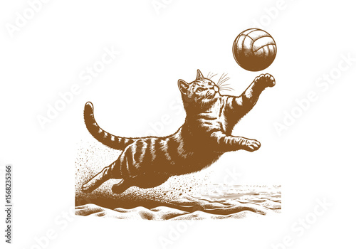 Animals Surfing Engraved Hand Drawn Natural Illustration Vector Isolated by AZ for Books, Arts, Design and Decoration Graphic Asset