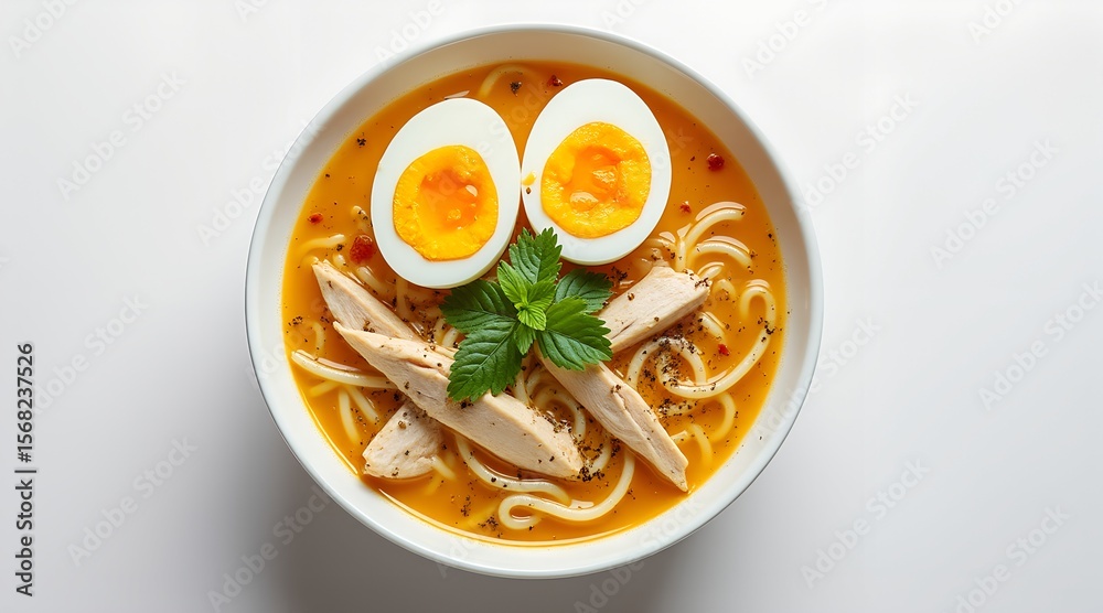 Chicken Noodle Soup with Boiled Eggs Chicken Noodle Soup with Boiled Eggs