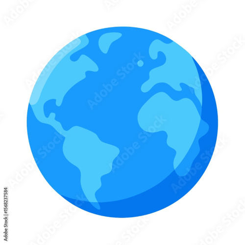 Blue globe icon with a map of the world illustrating global business and travel concepts