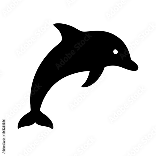 Isolated on white, a blue dolphin vector illustration depicts an aquatic mammal jumping in the ocean