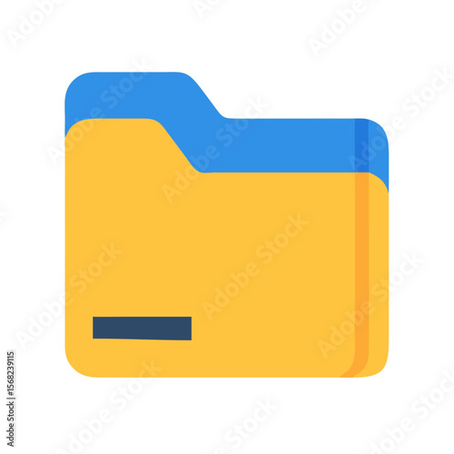 Blue folder icons, some with a red accent, symbolize business data storage and digital document archives