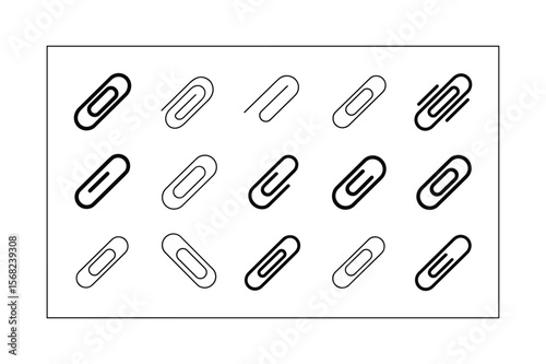 Black and white paperclip icons arranged in rows stationery office supplies