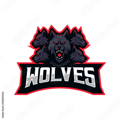 Five wolves mascot logo