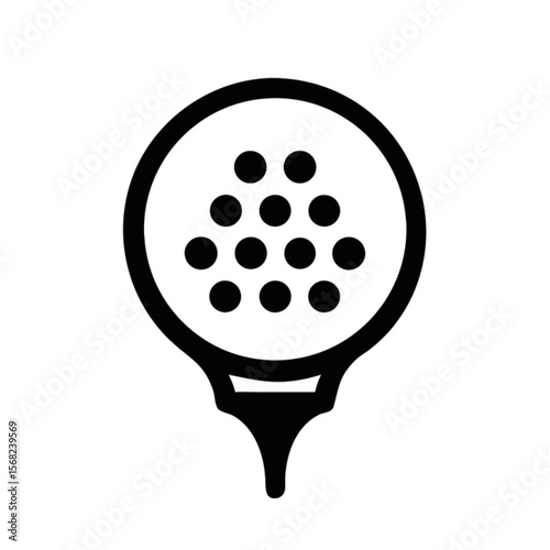 Black and white vector icon illustration of a round film movie button design