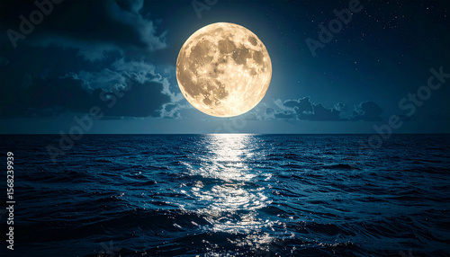full moon and sea
