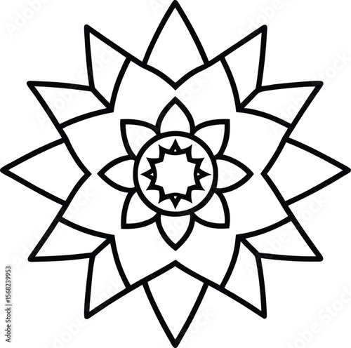 Design Concept, Mandala Pattern, Graphic Art, Illustrative Style, Black and White, Close-up View, Abstract Design