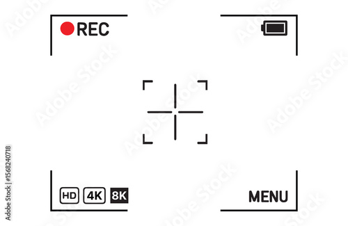 Camera Recording Viewfinder Display Graphic for Filmmaking and Video Production Showing Recording Mode and Settings with Display Elements