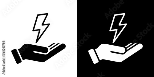 Hand Holding a Lightning Bolt Icon