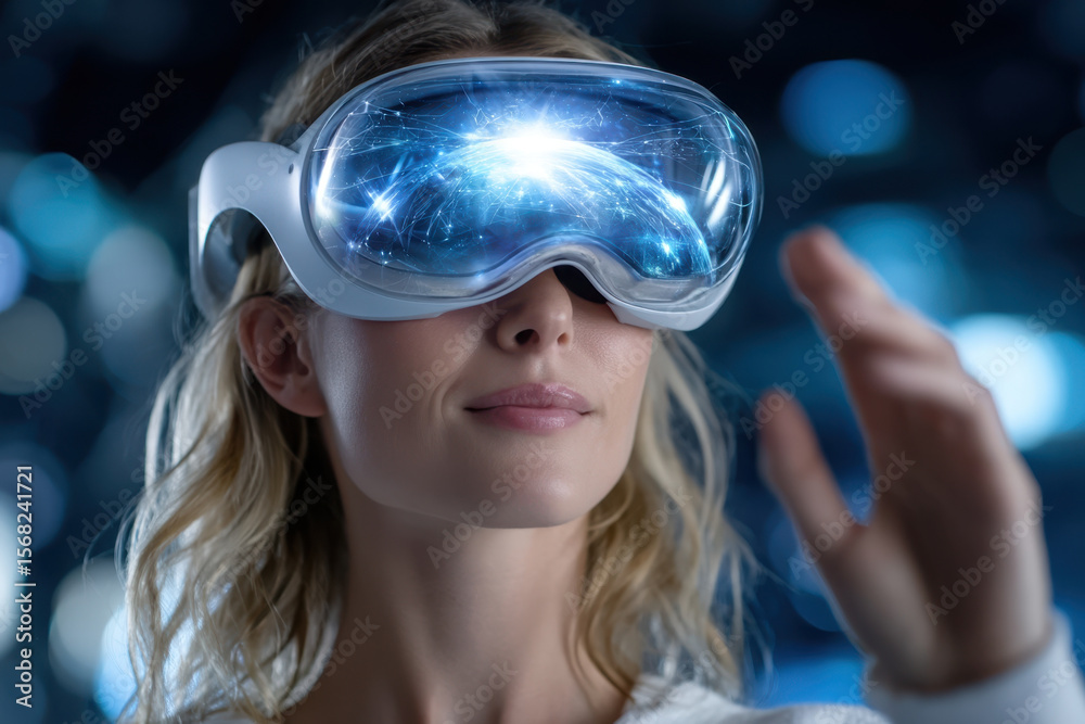 Naklejka premium Exploring virtual reality with immersive technology in a modern setting