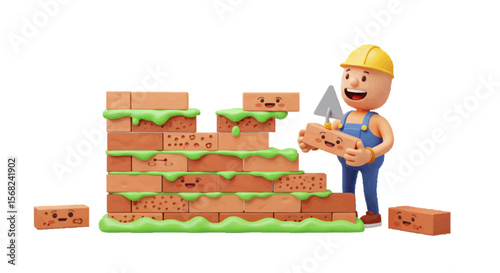 construction worker with bricks
