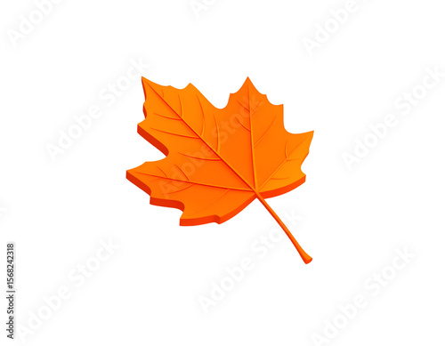 Orange Maple Leaf on Transparent Background