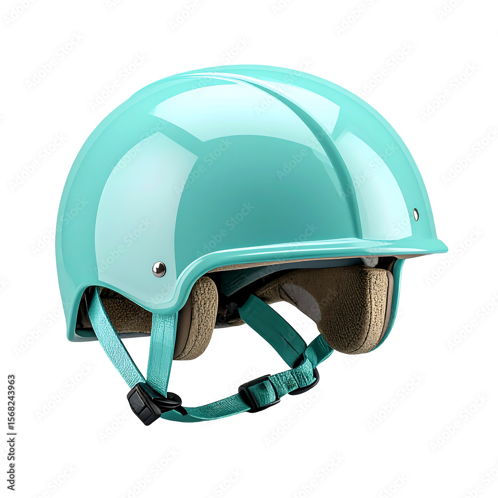 Fototapeta premium Mint Delivery Helmet Floating with Glossy Smooth Top Isolated on Transparent Background