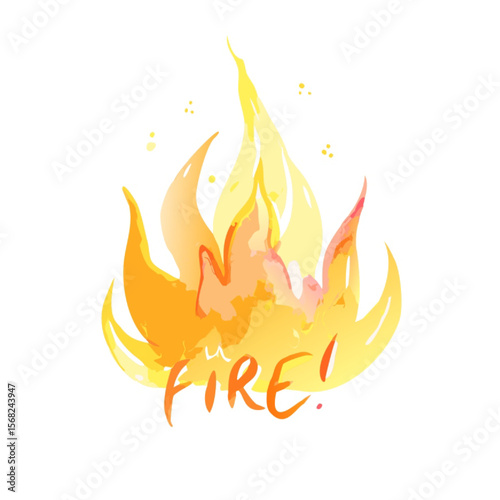 A fiery orange symbol of heat and danger, this vector illustration depicts a warm bonfire light