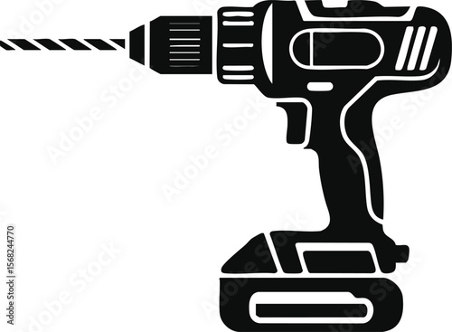 Vector illustration of a hand holding a power drill tool symbol