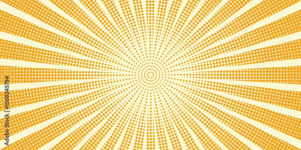 Fototapeta premium Yellow background of the Book in comic style pop art superhero. Pop art yellow comics book cartoon for comic superhero text, speech bubble, message.
