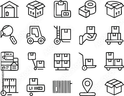 Logistics and Warehouse Icons A Collection of Line Art Graphics for EPS Files