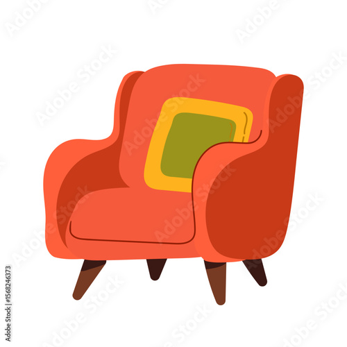 Interior items vector illustration set. Cartoon flat furniture with armchair, lamp, nightstand, house plants. Designer fashionable things for home interior apartment isolated on white