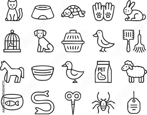 Pet Care Icons A Comprehensive Collection of Line Art Graphics for Animal Lovers