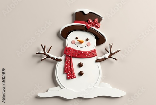 Stylized Snowman Figurine with Top Hat and Scarf