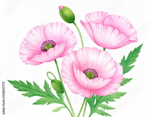 Delicate pink poppy bouquet