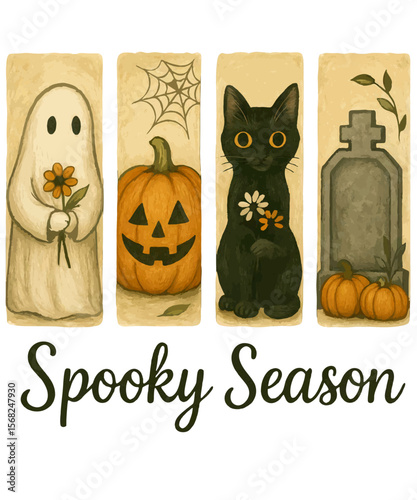 Spooky Season Brushstroke Halloween PNG and SVG