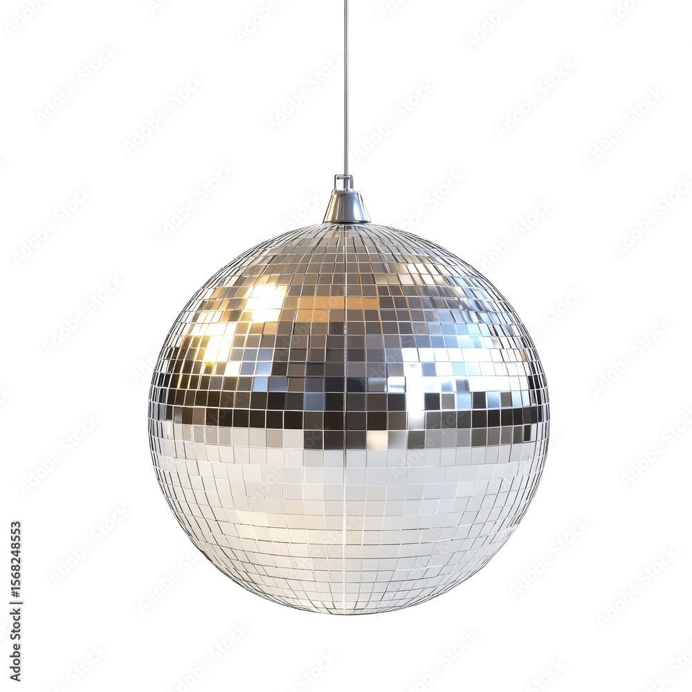 Fototapeta premium Reflective disco ball, hanging