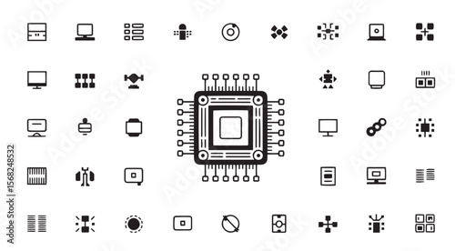 Central Processing Unit: A precise, technical illustration features a central processing unit (CPU), symbolizing the heart of modern technology.