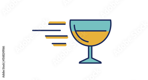 Stylized cocktail glass with golden drink