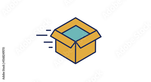 Open cardboard box with teal contents