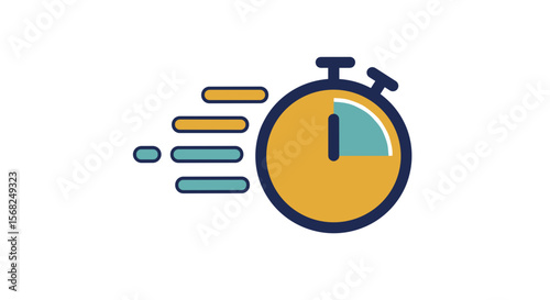 Stopwatch icon showing time measurement with dynamic motion lines