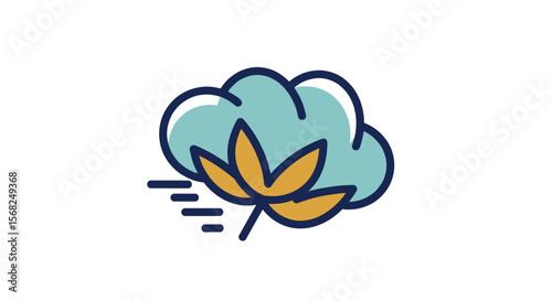 Cloud with leaves in a minimalist design