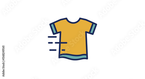Stylish yellow t-shirt in motion on a white background