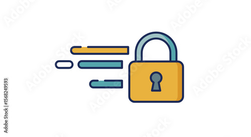 Lock icon with motion lines symbolizing security and speed