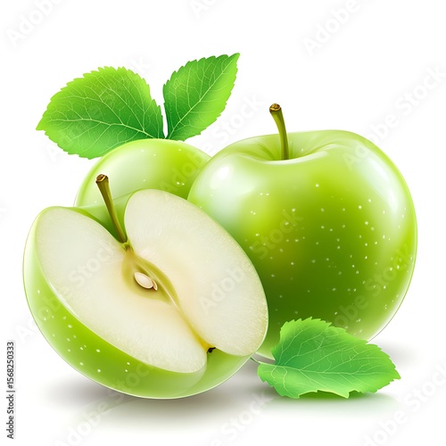 green apple with leaf