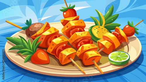 Sweet and savory Hawaiian Chicken Kabobs, with pineapple chunks, red bell pepper, and chicken breast, sparkle in balance under soft white lighting.