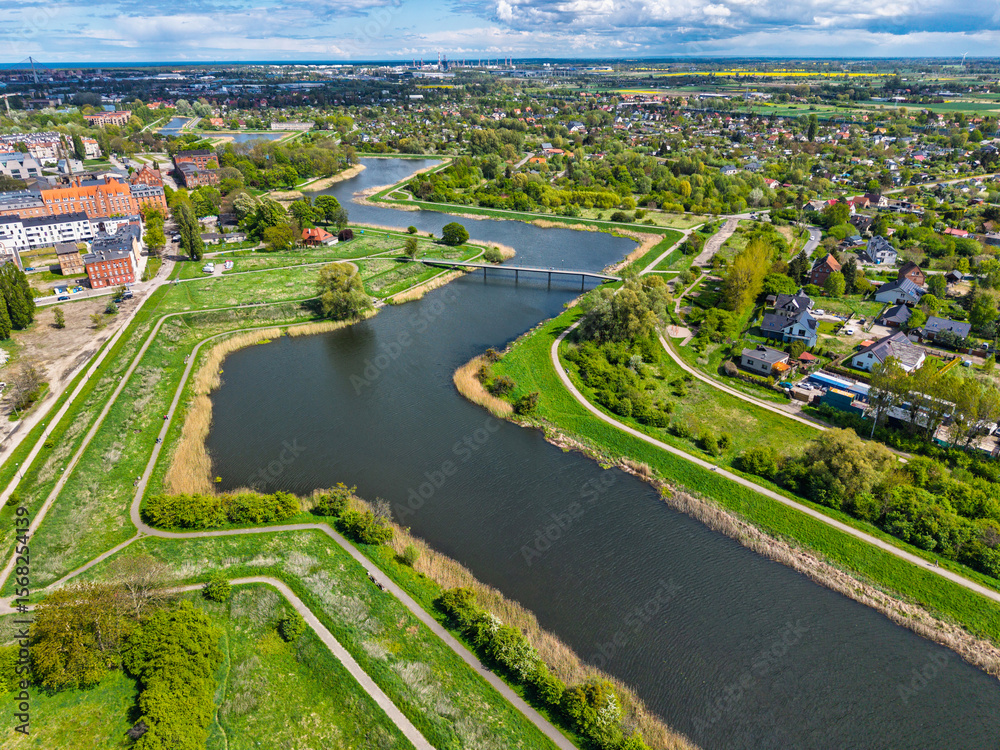 Fototapeta premium 17th-century fortifications of Gdansk over the Motlawa river. Poland